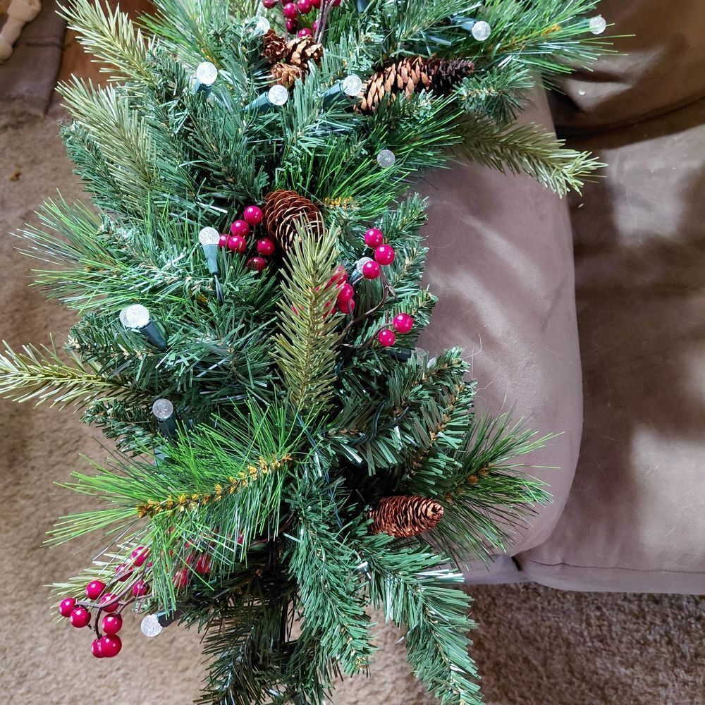 Festive Green and Red Holiday Winter 24" Swag